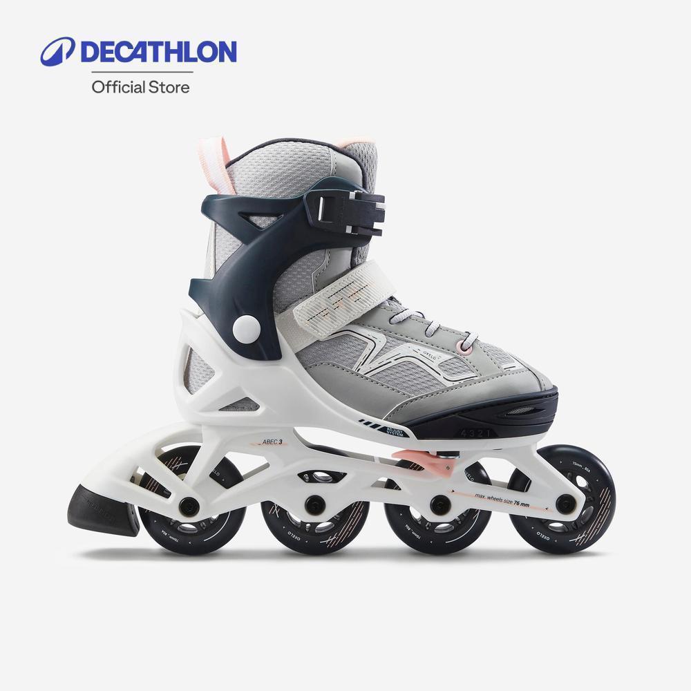 Decathlon Kids' Inline Fitness Skates Fit3 - Abyss Grey รองเท้าอินไลน์สเก็ตเด็กเพื่อการออกกำลังกาย รุ่น Fit3 - Grey