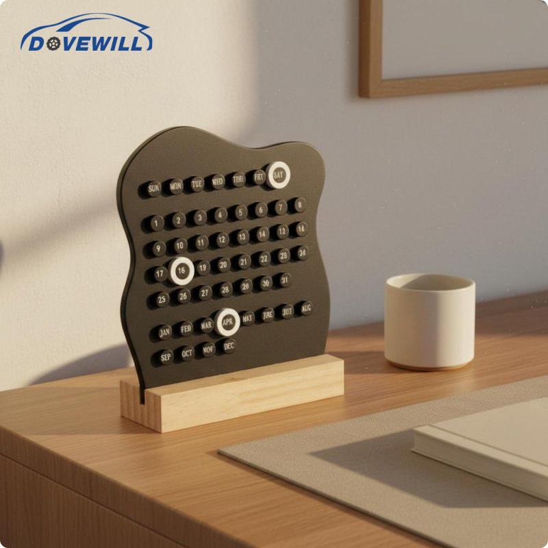 [Dovewill] ปฏิทินตั้งโต๊ะไม้แบบใช้ซ้ําได้ Simple Block Date Board Modern Table Organizer for Home Of