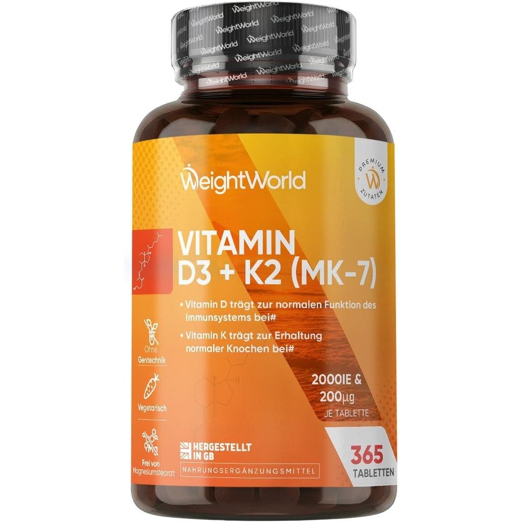 WeightWorld Vitamin D3 K2 2000 IU - 1 Vit D3 K2 Tablet ทุก 2 วัน