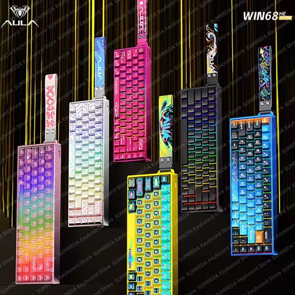 AULA WIN68HE Ultra Gaming Keyboard สวิตช์แม่เหล็ก RGB แบบมีสาย Link อลูมิเนียม Tuotuo RT Gaming ที่ก