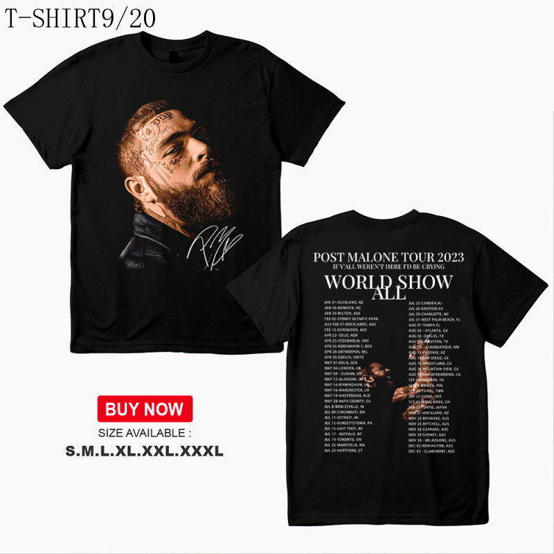 เสื้อยืด Post Malone World Tour ปี 2023 ฝ้ายบริสุทธิ์ 100%