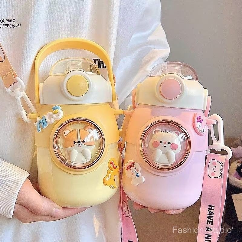 น่ารักน่ารักสัตว์เลี้ยงกระติกน้ําร้อนถ้วยสาวมูลค่าสูงอินสไตล์316สแตนเลสท้องใหญ่ถ้วยน้ําเด็กด้วยถ้วยฟ