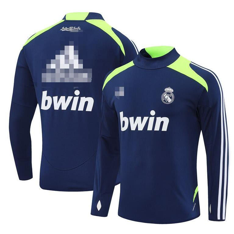 2012-13 RM Real Madrid White/Sapphire Retro แขนยาวรอบคอชุดฝึกอบรมสําหรับชาย S-XXL 1:1 II 1:1