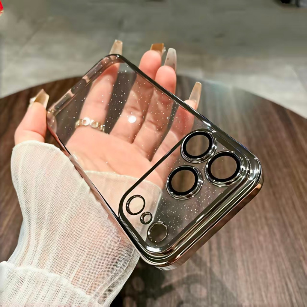 หรูหราชุบ PC Hard เคสโทรศัพท์กล้องป้องกันกรณีปกหลังสําหรับ iPhone 17 11 15 14 13 12 16 Pro Max 14/15Plus 17AIR