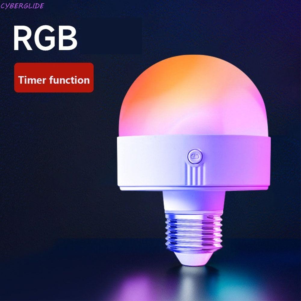 CYBERGLIDE RGB Light Bulb, USB ชาร์จด้วยหลอดไฟฉุกเฉินระยะไกล, ไฟบรรยากาศที่ถอดออกได้ฐานแม่เหล็ก 5W S