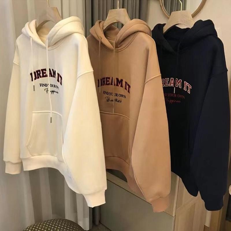 M-4XL ส่งไวจากไทย เสื้อฮู้ด งานสกรีน แขนยาว สไตล์เกาหลี โอเวอร์ไซซ์ สำหรับผู้หญิง