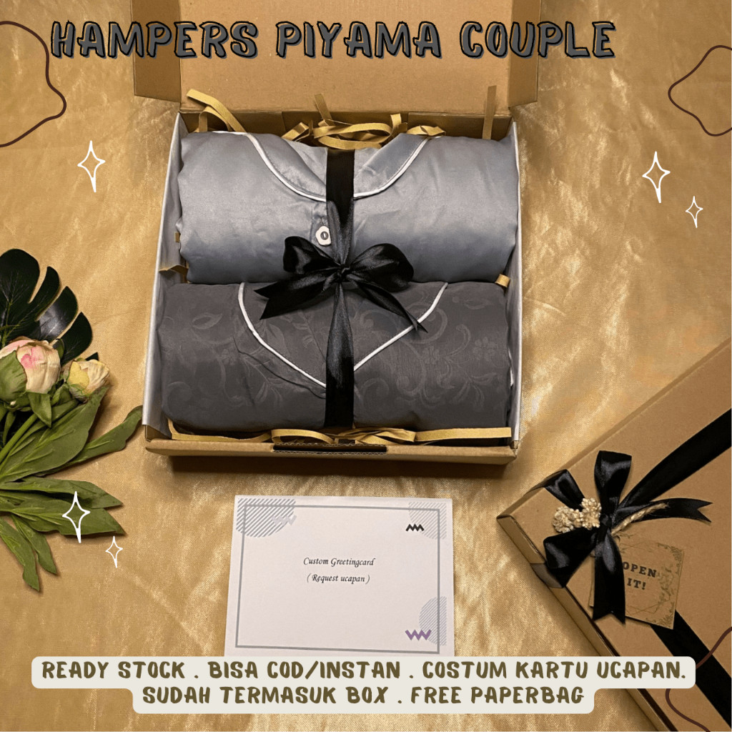 BRIGIXSHOP [COUPLE PAJAMA HAMPERS] WEDDING GIFT WEDDING HAMPERS ANNIVERSARY COUPLE SLEEPWEAR