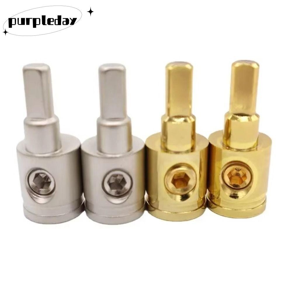 PURPLEDAY ขั้วต่อเครื่องเสียงรถยนต์, 0GA 4GA 8GA Gold Silver Car Speaker Wire Terminal, ทองแดงบริสุท