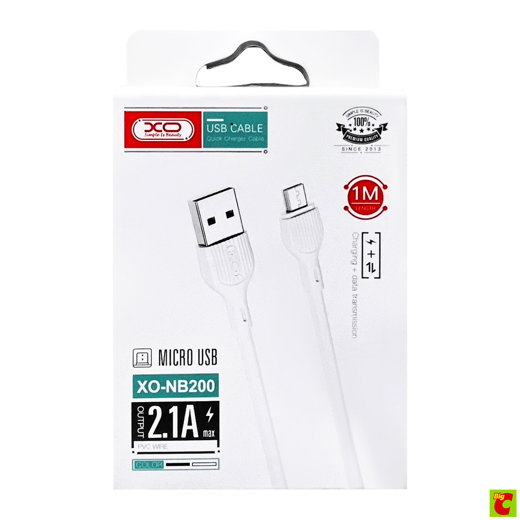 เอ็กซ์โอ สายชาร์จและถ่ายโอนข้อมูล Micro USB to USB 2.1A รุ่น XO-NB200 ขนาด 1 ม. คละสี