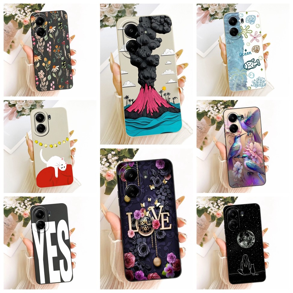 สําหรับ Poco C65 ปลอกซิลิโคนแฟชั่นหรูหราดอกไม้ Kawaii น่ารัก 2D ทาสีกันกระแทกเคสโทรศัพท์ 2310FPCA4I 