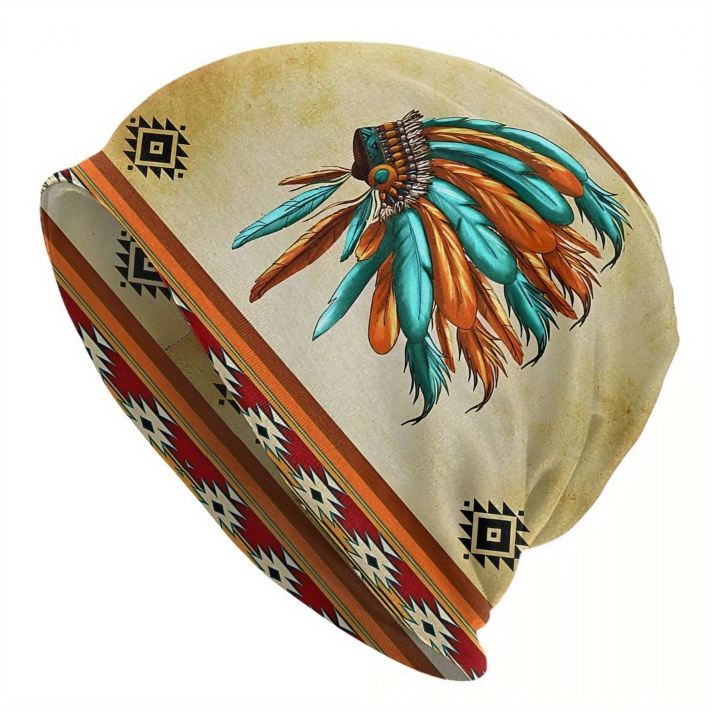 หมวกสกีและหมวกอบอุ่นสามารถใช้สําหรับคีโมผู้ชายโบฮีเมียนย้อนยุคหมวกบีนนี่-หมวกกะโหลกกันลมที่มีขนอ่อนและการออกแบบเรขาคณิตสไตล์ฮิปฮอปสําหรับฤดูใบไม้ร่วง เอสพี