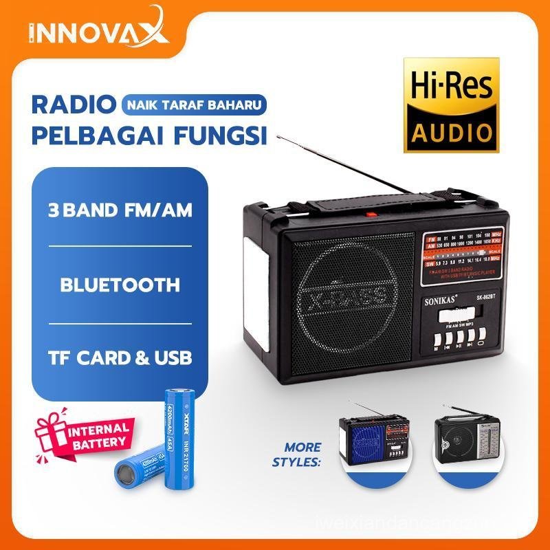 Radio Bluetooth Klasik | Mainkan MP3 via TF Card/USB (Pelbagai fungsi) | Audio Bunyi Hi-Fi Jernih & 