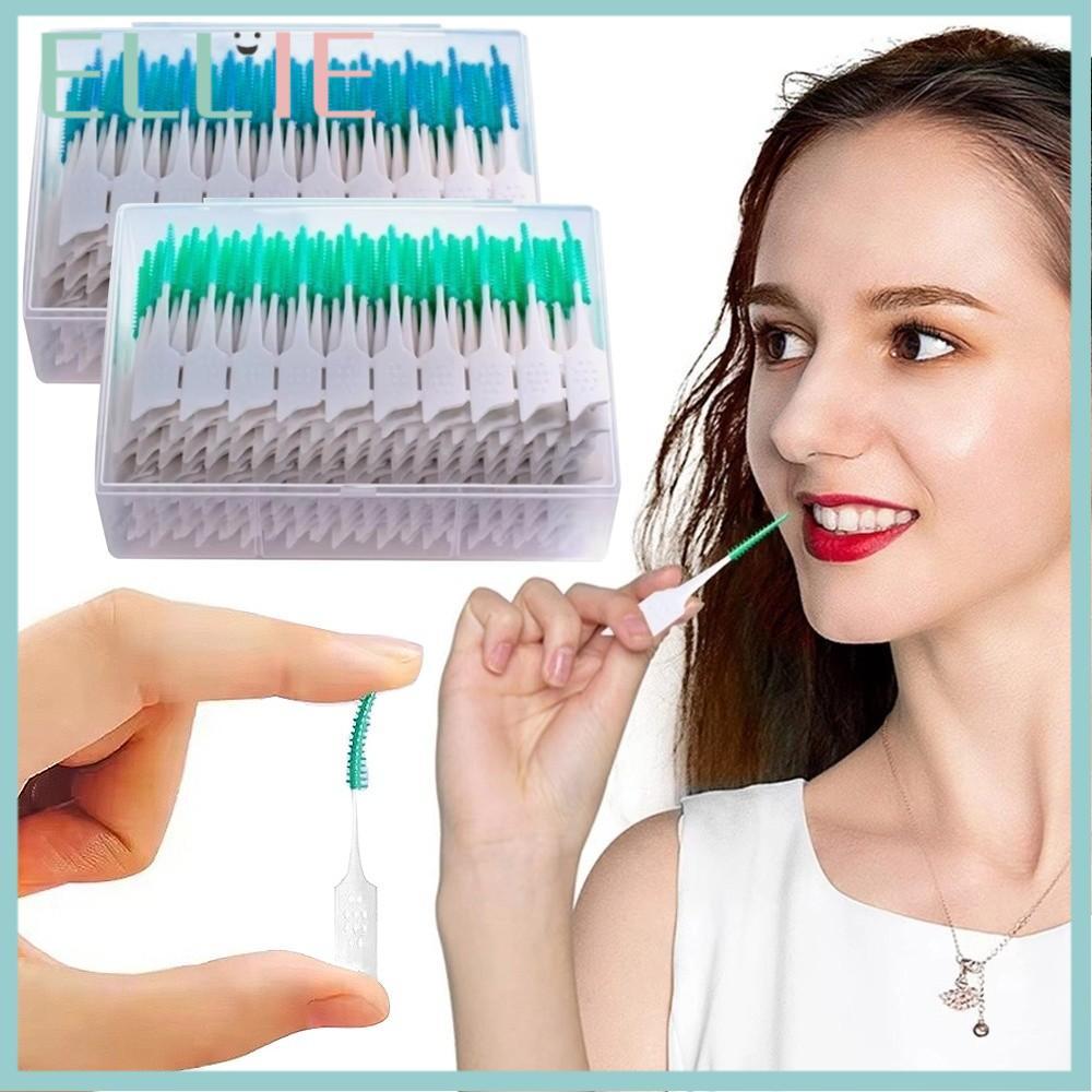 ELLIE 100 ชิ้นแปรงซอกฟัน, ยางนุ่มหมากฝรั่งนวดไหมขัดฟัน Stick, ทําความสะอาดฟัน Ultra-Fine Floss Oral 