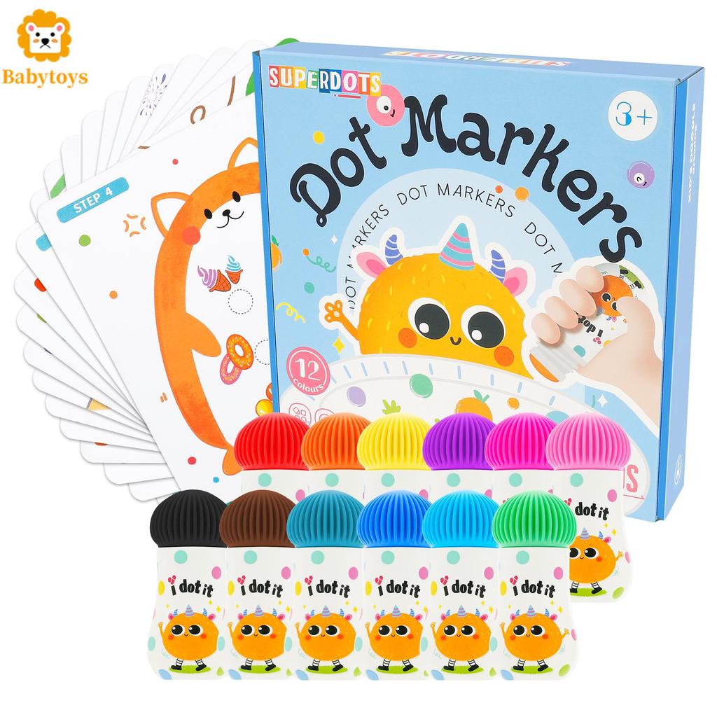 Kid Dot Marker Set Washable Dot Paint Marker 12 สีเด็กวัยหัดเดิน Dot Art Supplies Kit Bingo Markers 