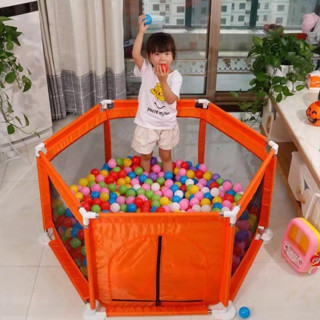 mei113311 คอกกั้นตาข่าย ฟรีลูกบอล 30 ลูก คอกกั้นเด็ก6เหลี่ยม…