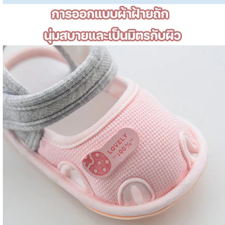 รองเท้าทารก รองเท้าเด็กฤดูร้อน ตีนตุ๊กแกสะดวก ผ้าฝ้ายระบายอากาศได้ดี นุ่มสบาย 0-1 ปี
