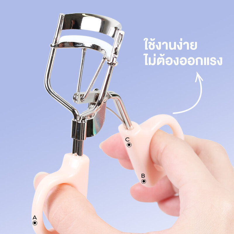 Oni Curved Lash Tweezer 1pc + Eyelash Curler 1pc #White โอนิ เซทแหนบขนตาทรงโค้งและที่ดัดขนตา สีขาว. - รูปที่ 3