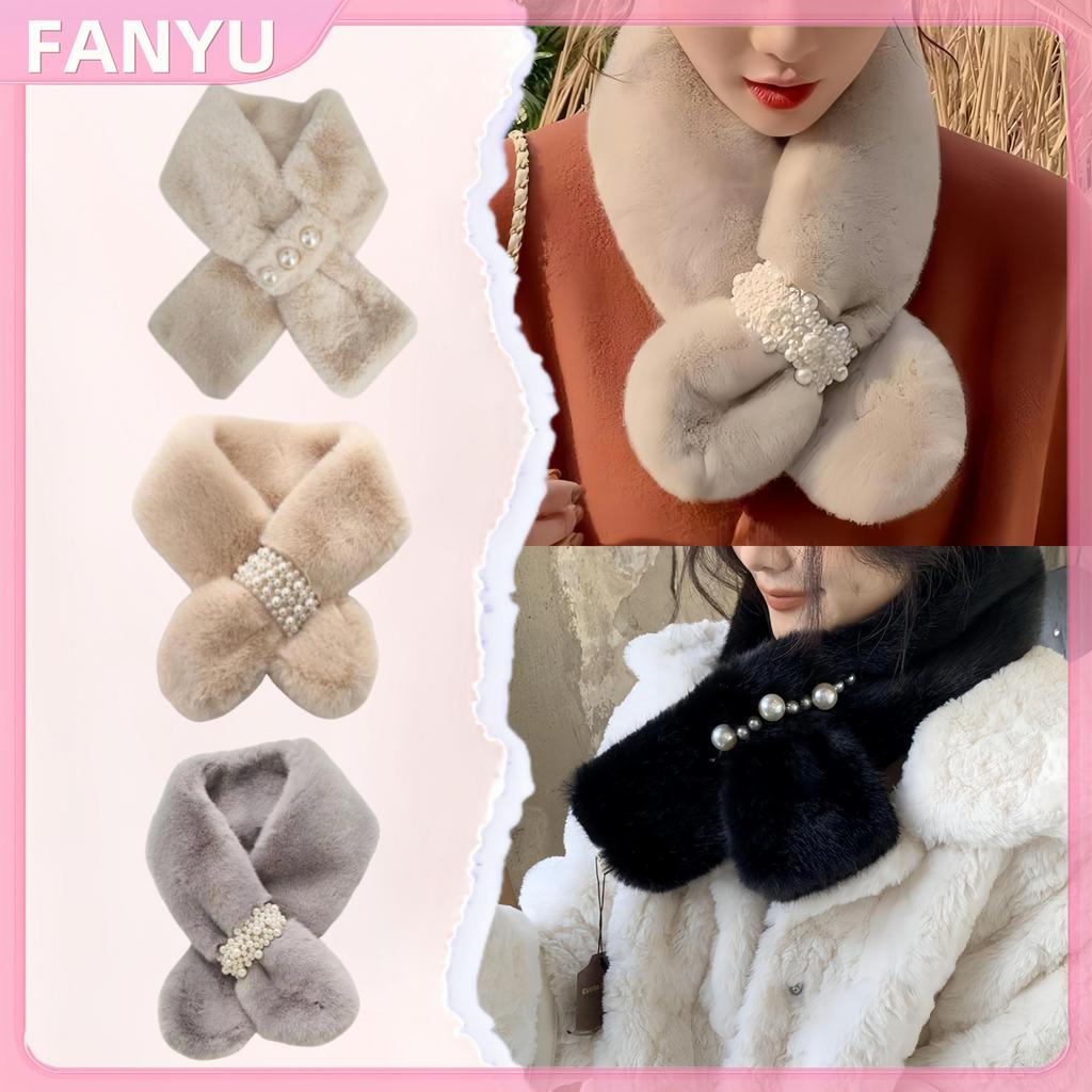 FANYU ผ้าพันคอผู้หญิงปุยข้ามฤดูหนาวผ้าพันคอตุ๊กตามุกอบอุ่น FANYU - รูปที่ 5