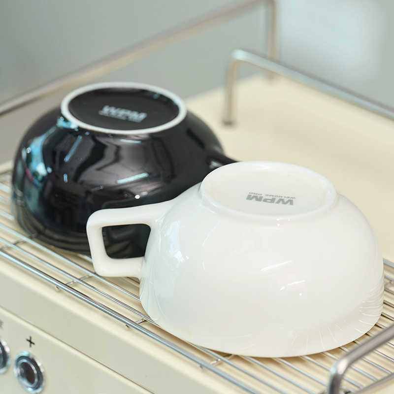 WPM Huijia Latte Cup Latte Convection Coffee Cup 240ml 8oz สีดําสีขาว