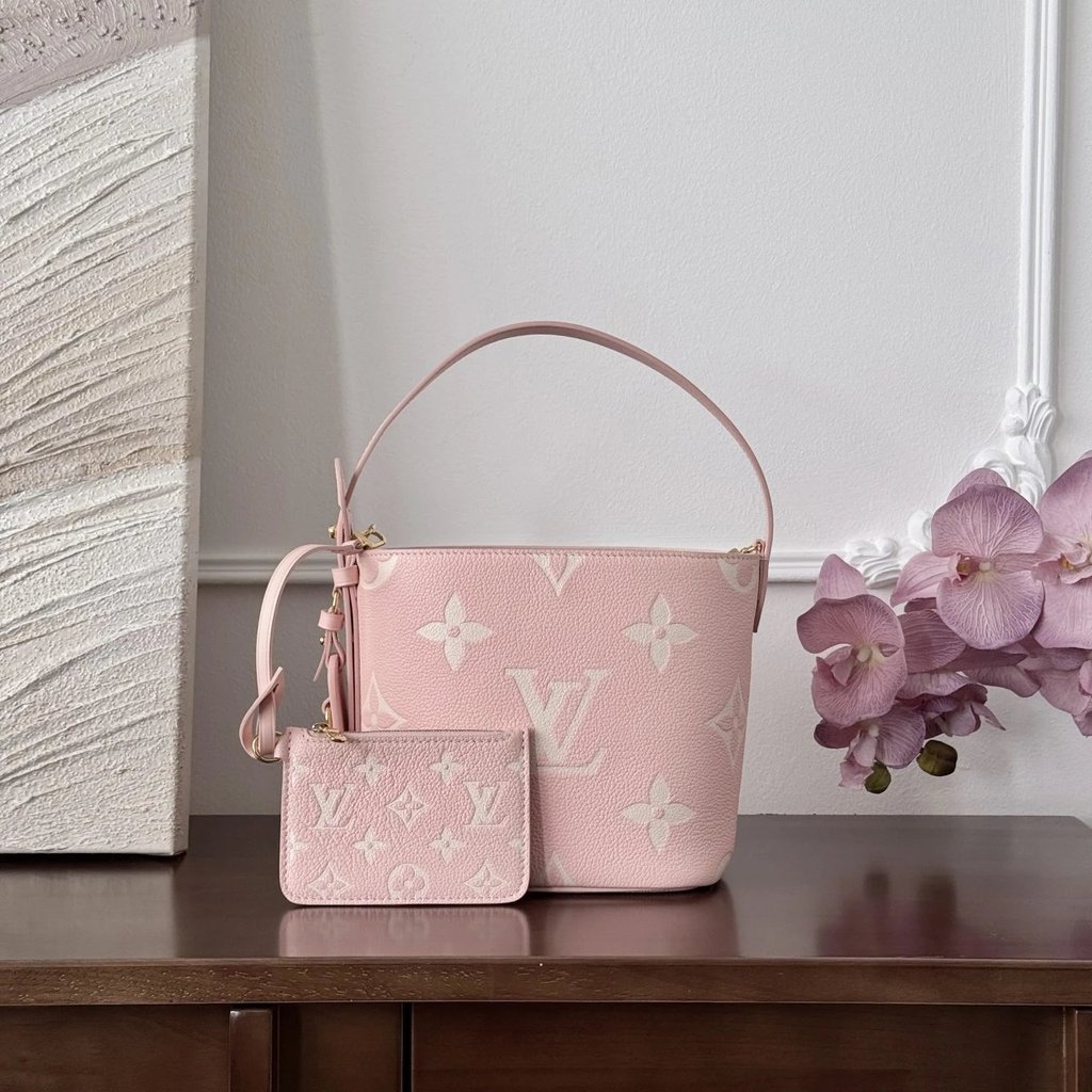 LV Louis Vuitton Bucket Bag Handbag Cherry Blossom Pink