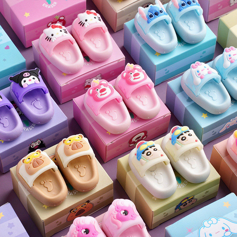 ยางลบรองเท้าแตะรูปทรงไร้ฝุ่น Ultra-Clean นักเรียนประถมเครื่องเขียนการ์ตูนสร้างสรรค์น่ารัก