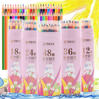 ตัวถังพลาสติกสีสันสดใสกระบอกสีสันสดใสดินสอกดน้ำมันศิลปะพิเศษ 12 / 18 / 24 สีระบายสี