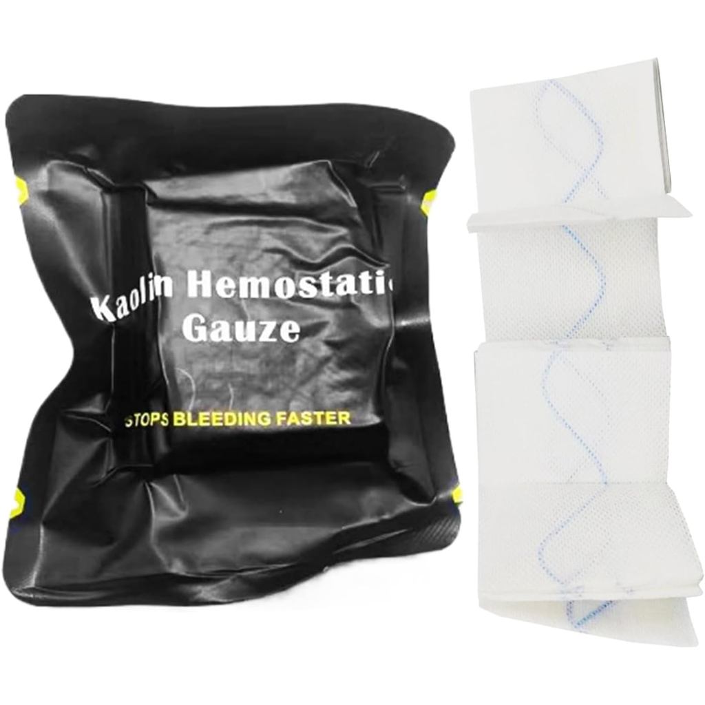 Garza emostatica per caolino da combattimento, emergenze, trauma, piegatura a Z, solubile, kit milit
