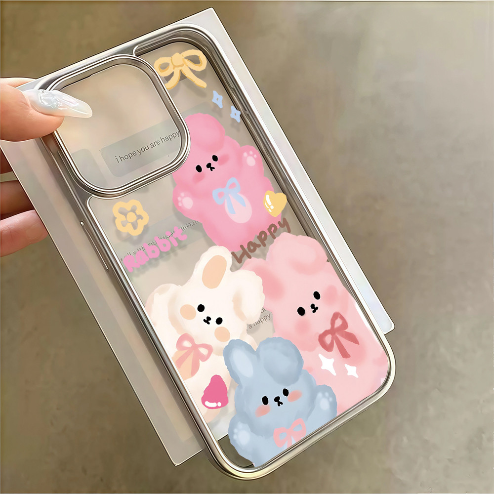จัดส่งที่ไทย เคสมือถือ ไฮโซ น่ารัก เคสใสครอบสีเงิน For IPhone 17 16 15 14 13 11 6 7 8 plus Pro Proma