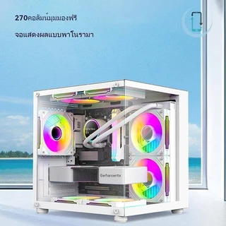 📢READY STOCK📢[AT] 270 องศาแก้ว PC โปร่งใสกรณีเดสก์ท็อปคอมพิวเตอร์ Tower สําหรับ M-ATX/ITX เมนบอร์ด SSD 7 Air Cooling