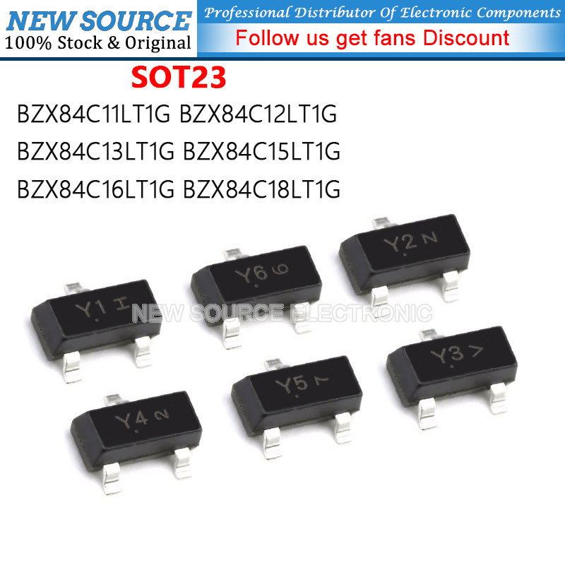 [10 ชิ้น] BZX84C11LT1G BZX84C12LT1G BZX84C13LT1G BZX84C15LT1G B84C16LT1G BZX84C18LT Y6 Y3 ไดโอด SOT 
