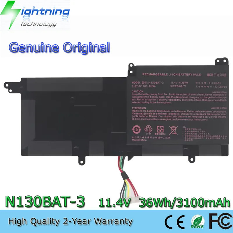 N130BAT-3 11.4V 32/36Wh แบตเตอรี่แล็ปท็อปสําหรับ Clevo N130BU N130WU N131BU N131WU NP3130