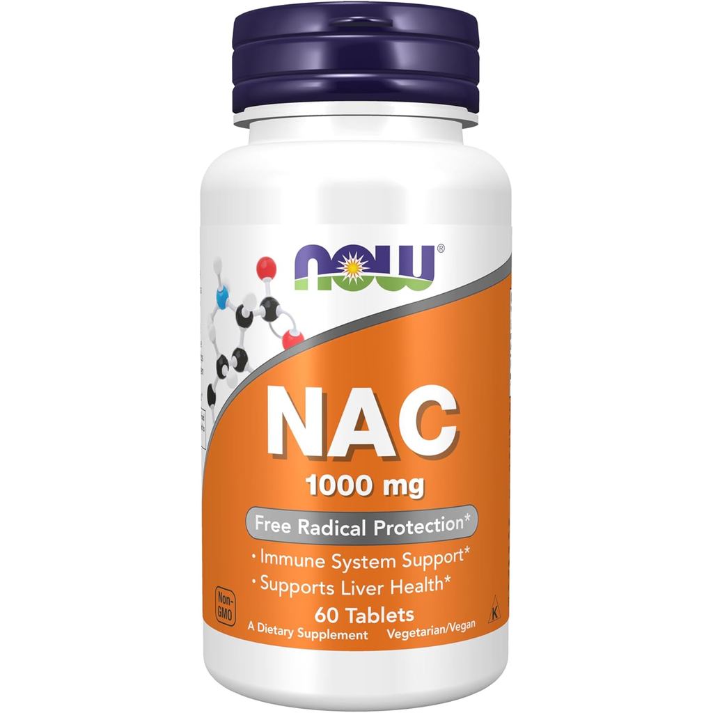 Now Foods อาหารเสริม NAC (N-Acetyl Cyside) 1000mg แถมการป้องกัน Radical *, 60 เม็ด