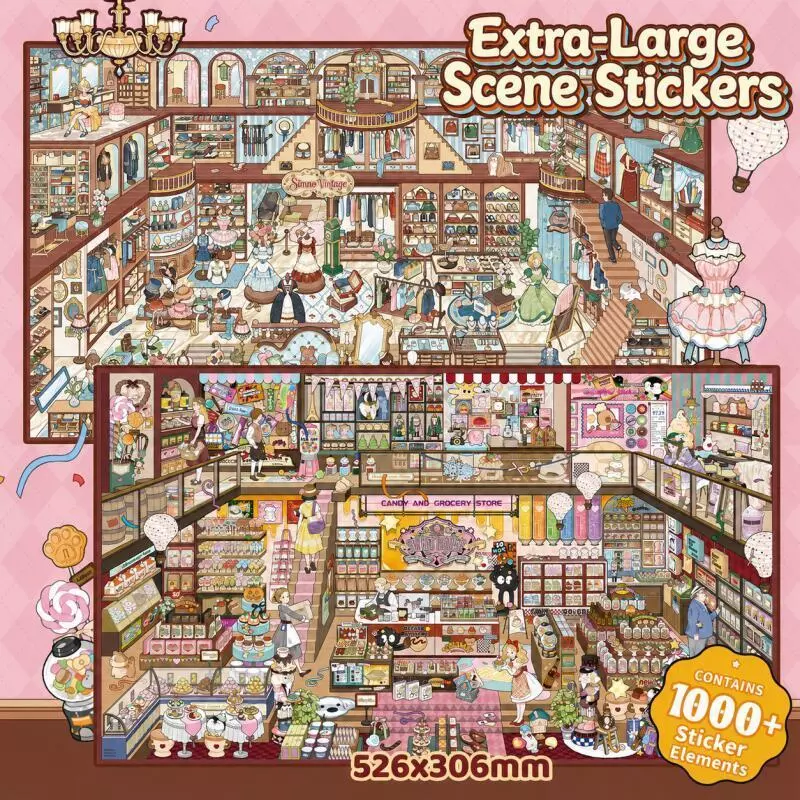 10 ชิ้น [Candy House Series] กล่องชุดสติกเกอร์ภูมิทัศน์ขนาดใหญ่พิเศษร้านเสื้อผ้าเครื่องประดับรองเท้ากร Scrapbooking