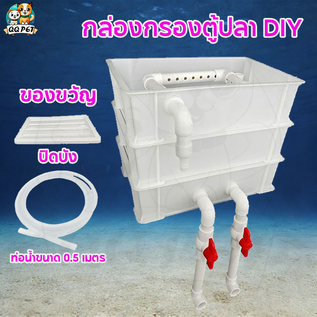 QQ DIY กล่องกรองน้ำตู้ปลาแบบกล่องหมุนเวียน กรองภายนอกหลายชั้น น้ำใสภายใน 3–7 วัน คุ้มค่าที่สุด