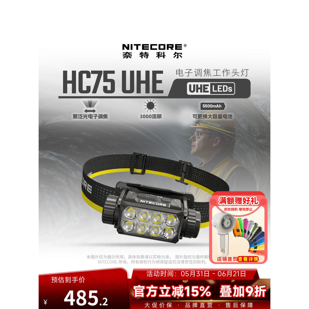 NITECORE NITECORE HC75 UHE Floodlight ไฟหน้าทํางานกลางแจ้ง Night Repair Work Light