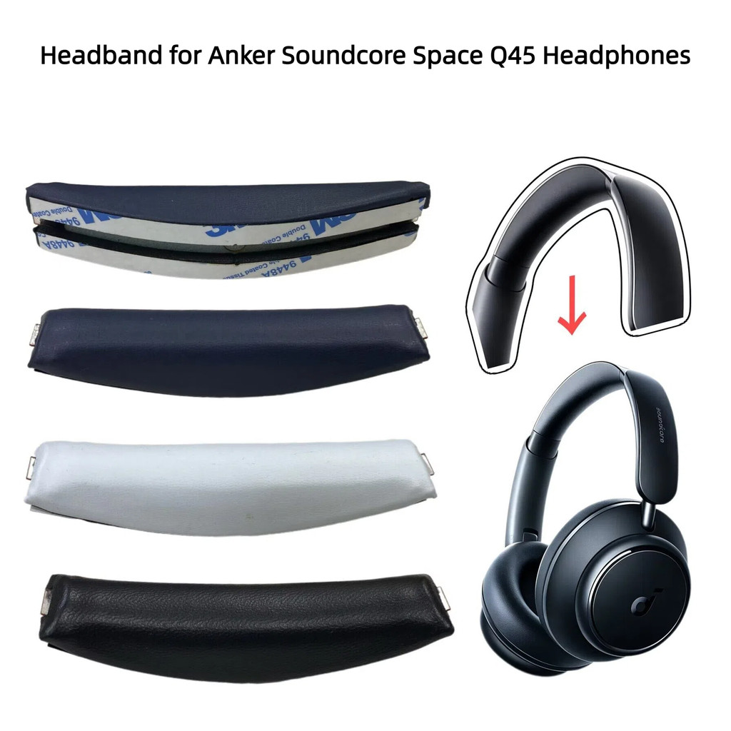 Q45 เปลี่ยนแผ่นรองหูฟังและแถบคาดศีรษะสําหรับ Anker Soundcore Space Q45 หูฟัง,Protein หนังแผ่นรองหูฟั