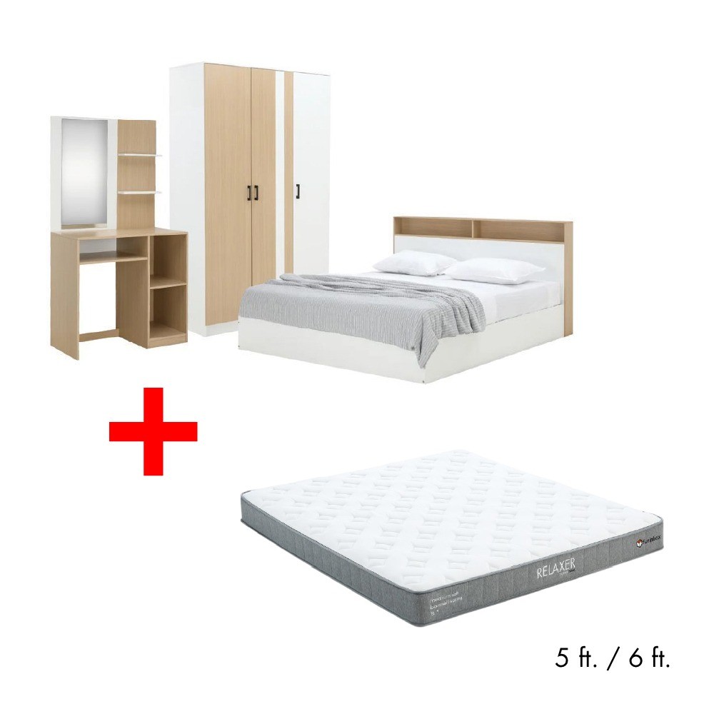 INDEX LIVING MALL ชุดห้องนอน รุ่นคาร์เนชั่น+รีแล็กเซอร์  - สีขาว/ธรรมชาติ