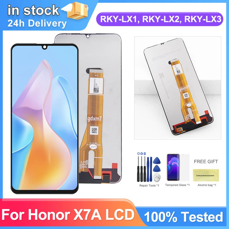 หน้าจอสําหรับ Honor X7a จอแสดงผล LCD หน้าจอสัมผัสแบบดิจิตอลพร้อมกรอบสําหรับ Honor X7a RKY-LX1 RKY-LX