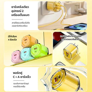 หัวชาร์จเร็ว GaN 30W PD/QC 2 พอร์ต Type-C+USB ชาร์จพร้อมกัน ขนาดเล็ก พกพาสะดวก สำหรับ Phone 8-17/Android-