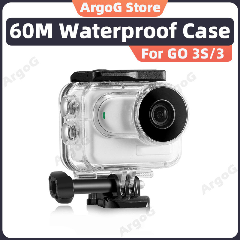 ArgoG เคสกันน้ำสำหรับ Insta360 GO 3S / GO 3 กันน้ำลึก 60M/196FT เคสป้องกันดำน้ำ อุปกรณ์เสริม Insta360 GO3S