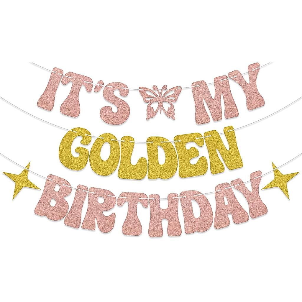 Its My Golden Birthday Banner Golden Themed Birthday Party ตกแต่งสําหรับสาวสําหรับ 18th 20th 30th 40