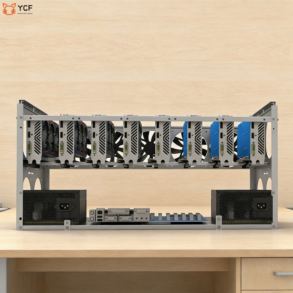AI Multi-GPU Server Rack 6/8/10 GPU การกําหนดค่าแหล่งจ่ายไฟคู่เปิดกรอบออกแบบสําหรับคอมพิวเตอร์ประสิท