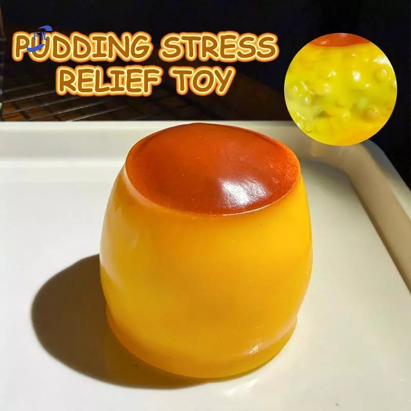 FIL Squishy อาหารรูปพุดดิ้งลูกบอลความเครียดบีบ Fidget ของเล่นแบบพกพาสําหรับพนักงานออฟฟิศ Travel ความวิตกกังวลบรรเทา