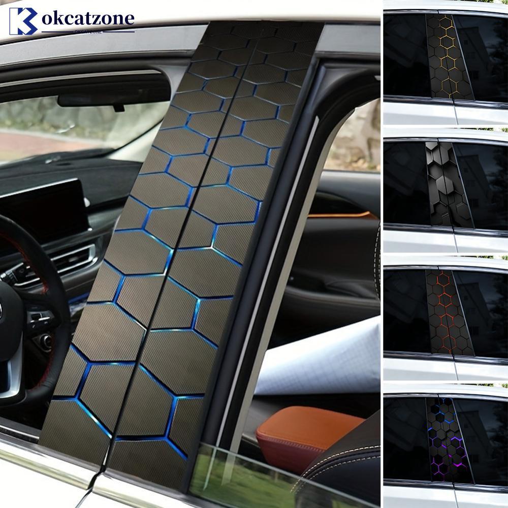 OKCATZONE 2 ชิ้นรถสติกเกอร์ B เสากลางคอลัมน์ห่อ Decal ครอบคลุม DIY ป้องกันรอยขีดข่วนสติกเกอร์ตกแต่งก