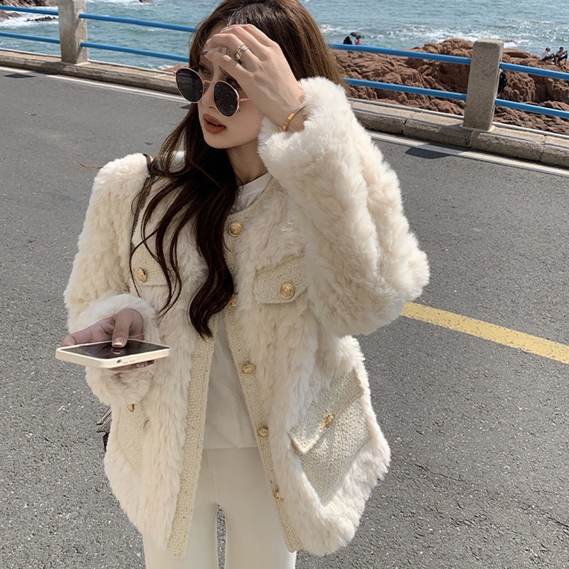 Fur Coat ผู้หญิงฤดูหนาวใหม่เลียนแบบเสื้อหนารอบคอ 1BBG IZYW CGK0