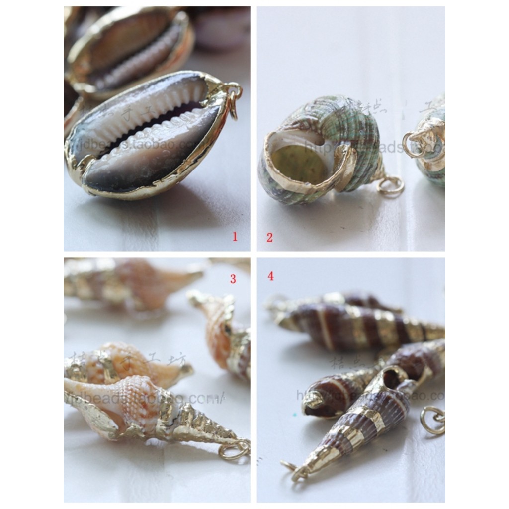 อุปกรณ์วัสดุ DIY ต่างหูอุปกรณ์เสริมสร้อยคอจี้ Gold-Plated Edge Conch Gold-Plated Edge Coral Ocean Se