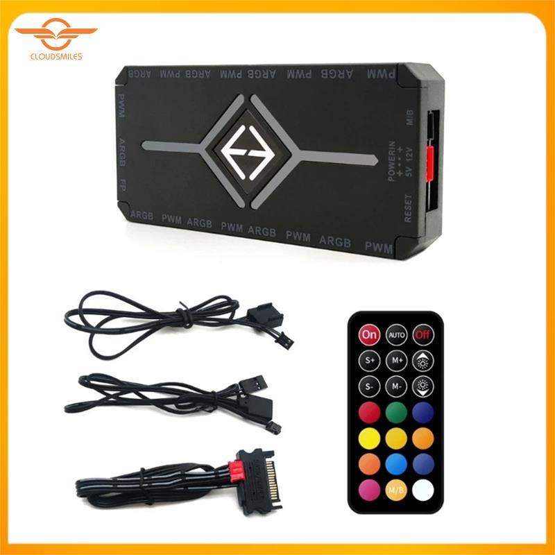[CloudsMiles] ARGB PWM Controller รีโมทคอนโทรลไร้สายพัดลม Hub PWM ARGB Controller Hub อะแดปเตอร์คอมพ