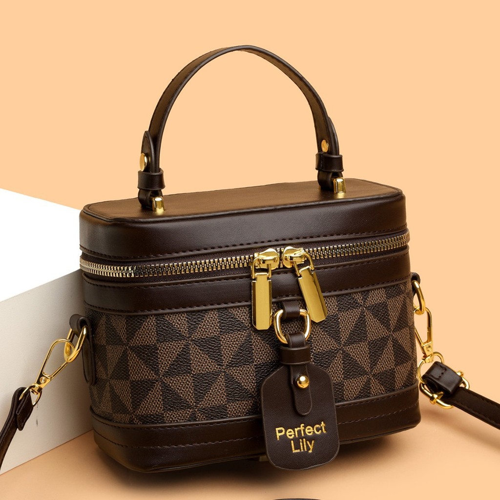High-End Retro Bucket กระเป๋าแฟชั่นสไตล์ใหม่หญิงกระเป๋ากล่องอาหารกลางวันกระเป๋า Contrast สี One-Shoulder Messenger Handba