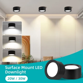 ชุด 3 ชิ้น ดาวน์ไลท์ LED ติดพื้นผิว 3 สี 5W10W15W20W25W30W ไฟเพดานความสว่างสูง บ้านประหยัดพลังงาน