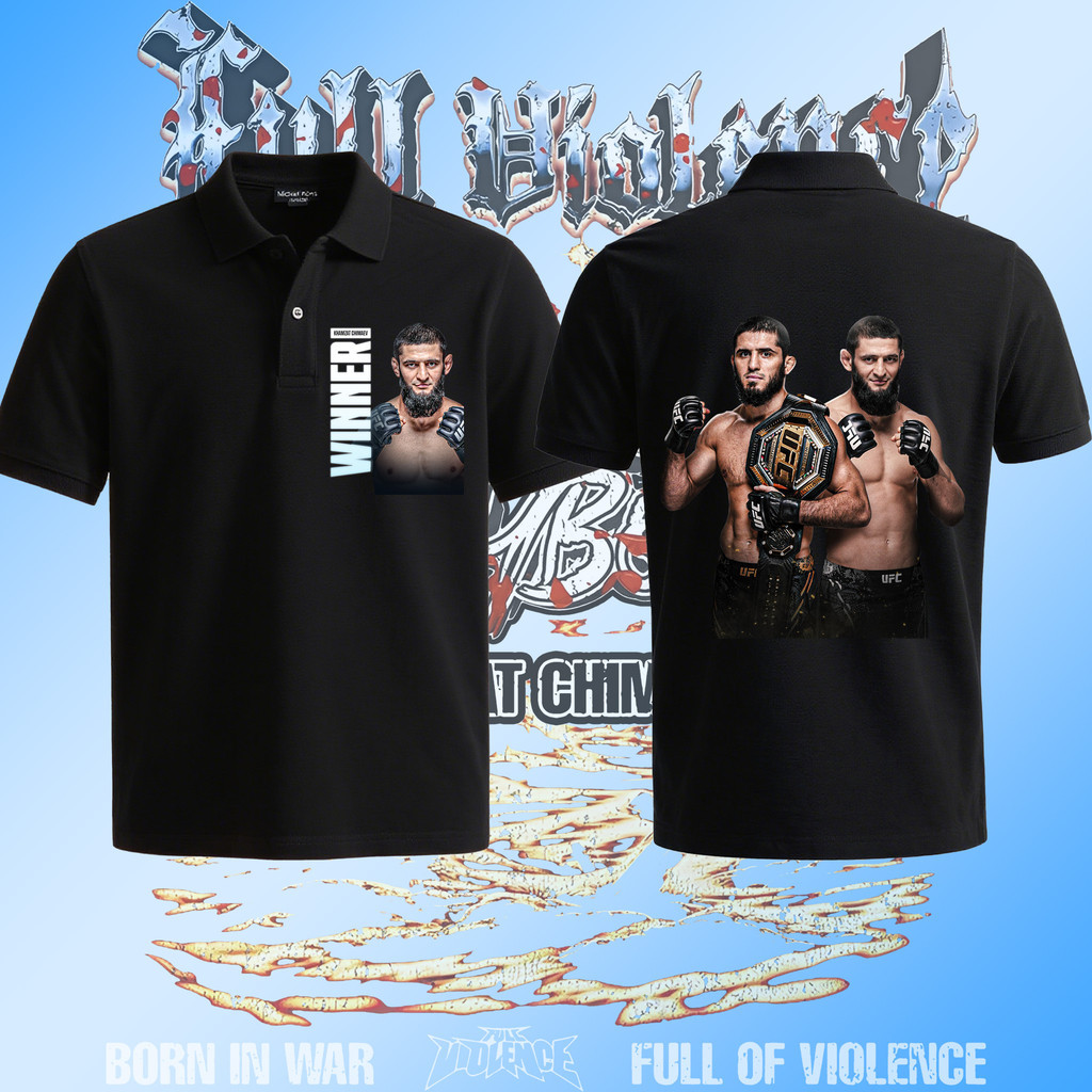 【เสื้อ polo 】Hamzat Chimayev wins UFC 319 Polo Clic T-Shirt Men&Women  ผ้าฝ้าย คอกลม นุ่ม สบาย พิมพ์